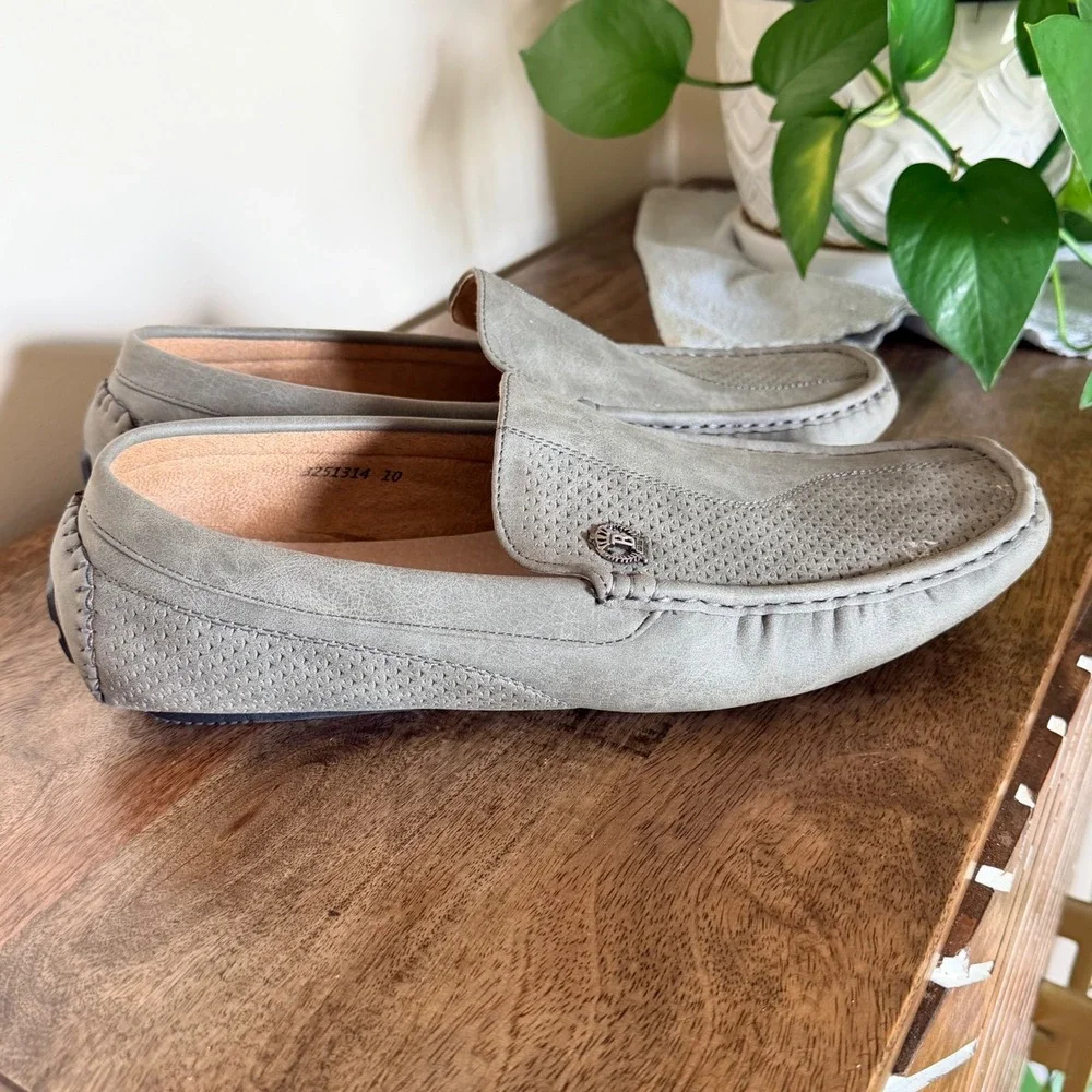 Bruno Marc Driving Loafers Men Size 10 Gray Perforated Slip On Casual‎ Shoes